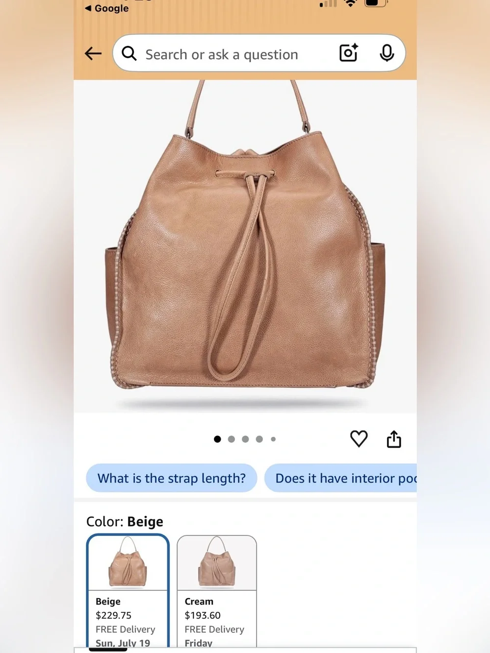 Frye Joy Camel Leather Convertible Drawstring Backpack